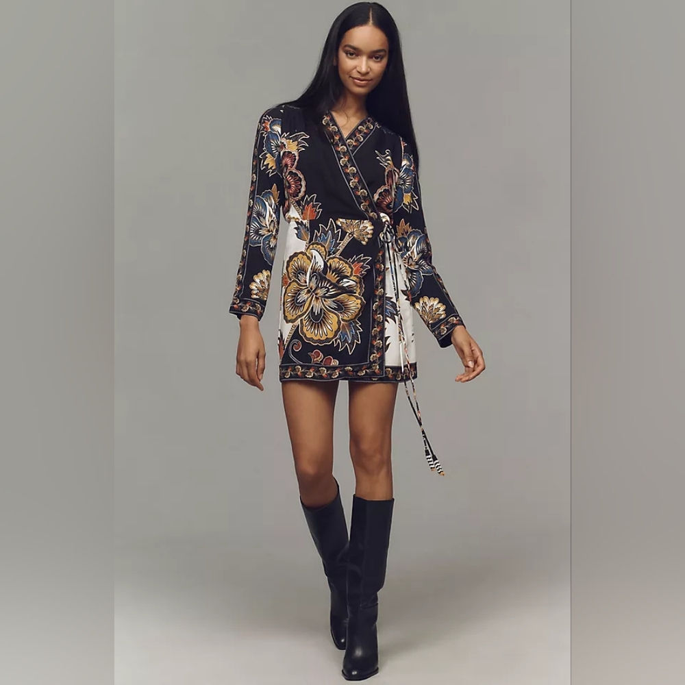 NWT FARM Rio Floral Wrap Mini Dress Small